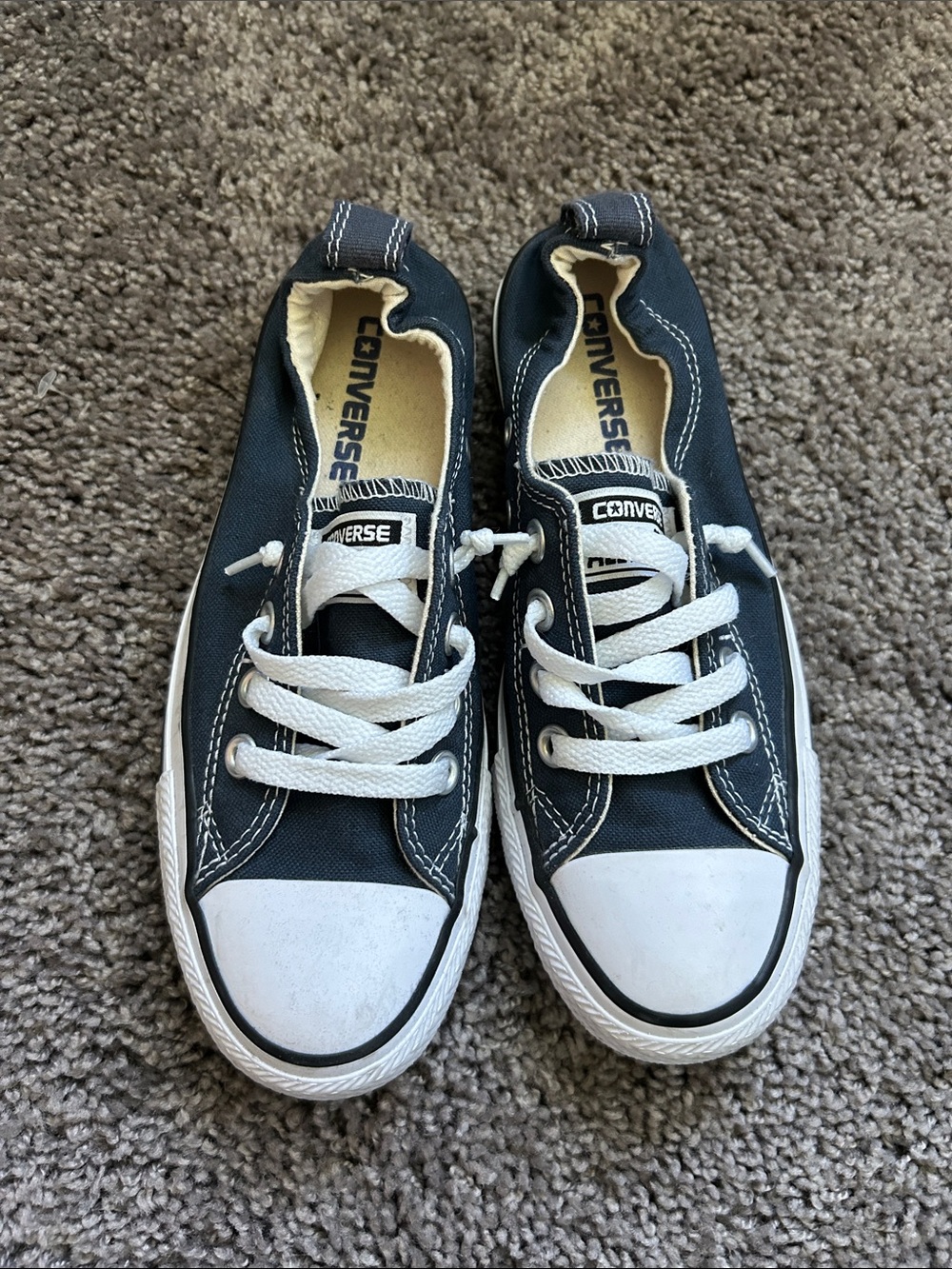 Converse Low Top Sneakers in Blue and White